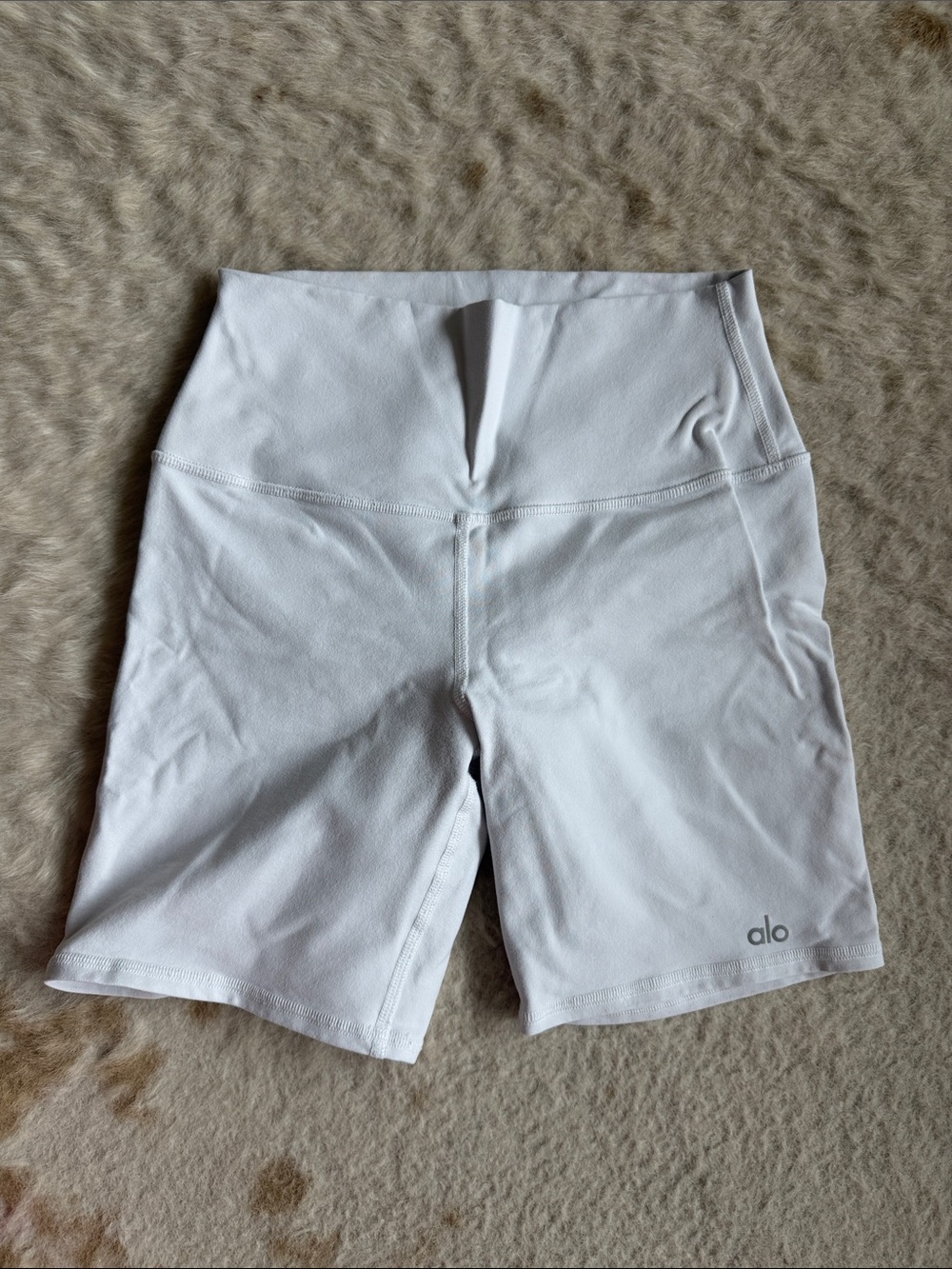 ALO Yoga White High-Waist Bike Shorts